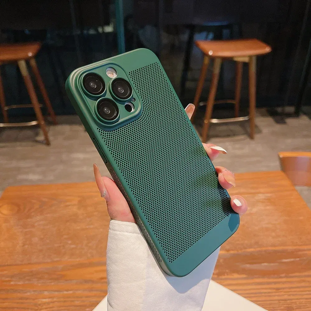 Color: Khaki, Compatible-Phone Models: For iPhone 13 Pro, Ships From: CHINA - Breathable Heat Dissipation Cooling Case For iPhone 16 Pro Max 15 14 13 12 11 PC Hard Back Cover