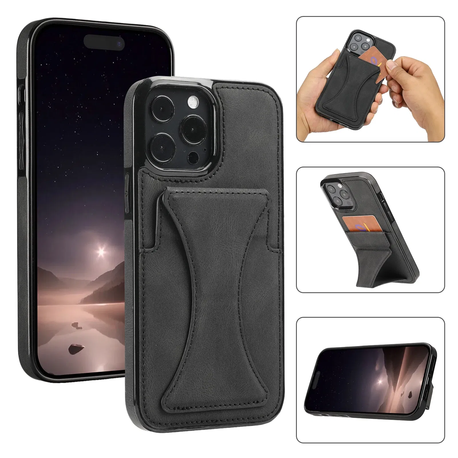 Color: Blue, Material: ABS - For iPhone 16 Pro Max Plus Case 2024 With Magnetic Leather Kickstand Card Slot Wallet Back Cover Protection Shockproof Coque