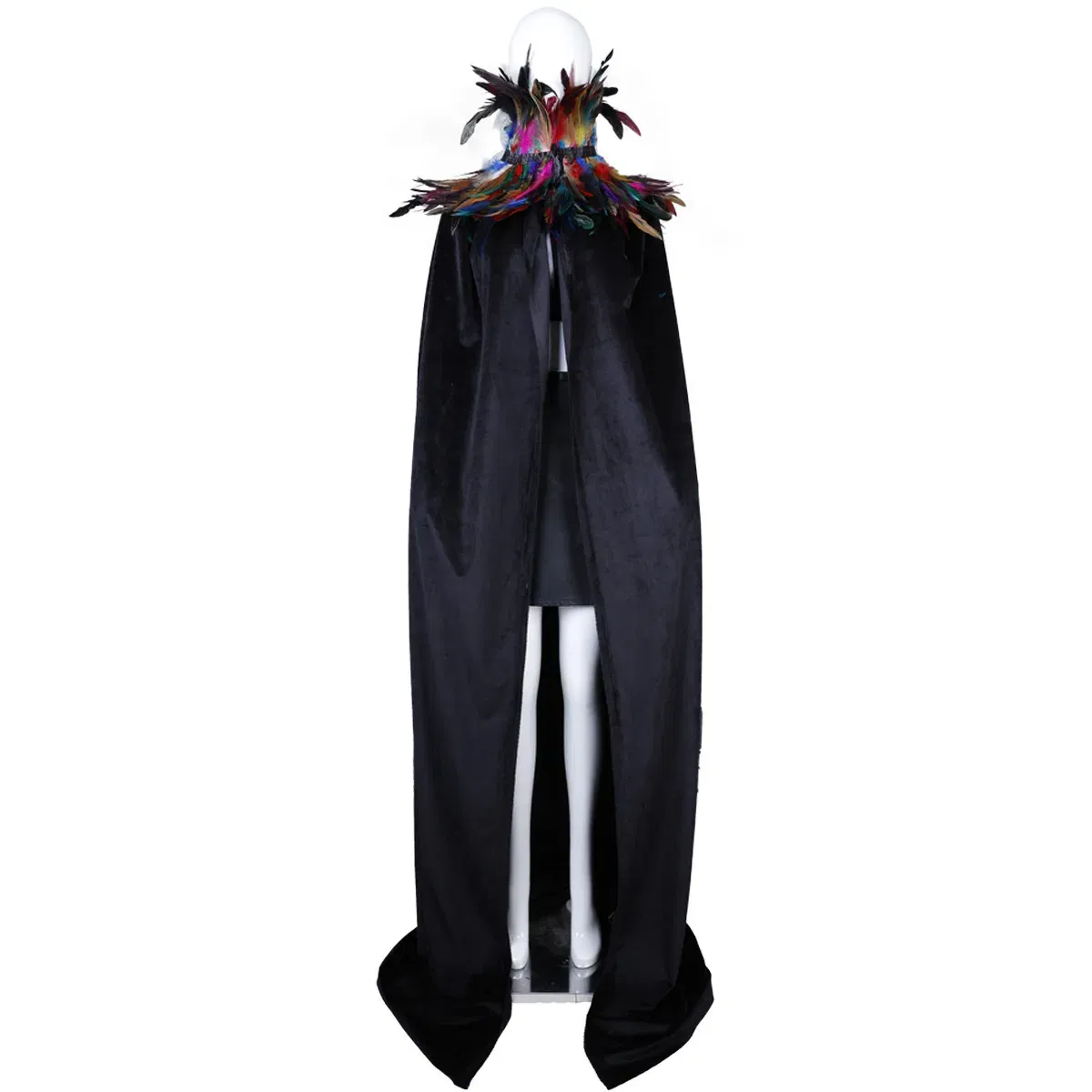 Color: Silver - Feather Shawl With  Elegant Gothic Style Cloak With Soft Feathers Perfect For Halloween Or Cosplay
