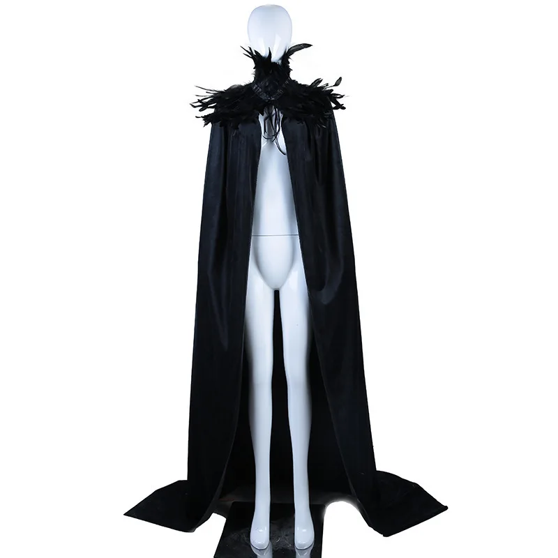 Color: Silver - Feather Shawl With  Elegant Gothic Style Cloak With Soft Feathers Perfect For Halloween Or Cosplay