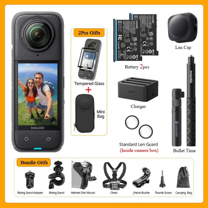 Bundle: Bundle3, Color: Pink, Ships From: CHINA - Top Insta360 X4 Now arrival 8K Waterproof 360 Action Camera, 4K Wide-Angle Video 2290mAh Battery Insta360 X4 Sport Camera