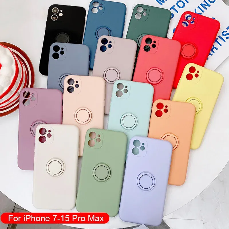 Material: Denim, Color: Beige, Ships From: CN - With Ring Holder Shockproof Case For IPhone 15 14 13 12 11 Pro Xs Max Xr SE2/SE3 8 7 Plus Silicone TPU Soft Back Cover