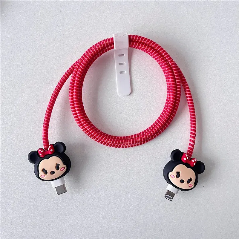 Color: Blue - 4pcs/set New Cute Cartoon Bite Data Cable Protection Case for Apple Huawei Charging Cable Universal Fall Protection Case