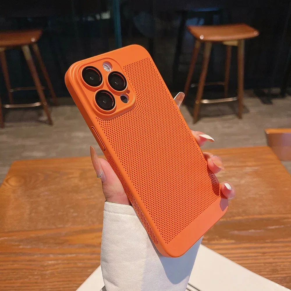 Color: black, Compatible-Phone Models: For iPhone 15 Plus, Ships From: CHINA - Breathable Heat Dissipation Cooling Case For iPhone 16 Pro Max 15 14 13 12 11 PC Hard Back Cover