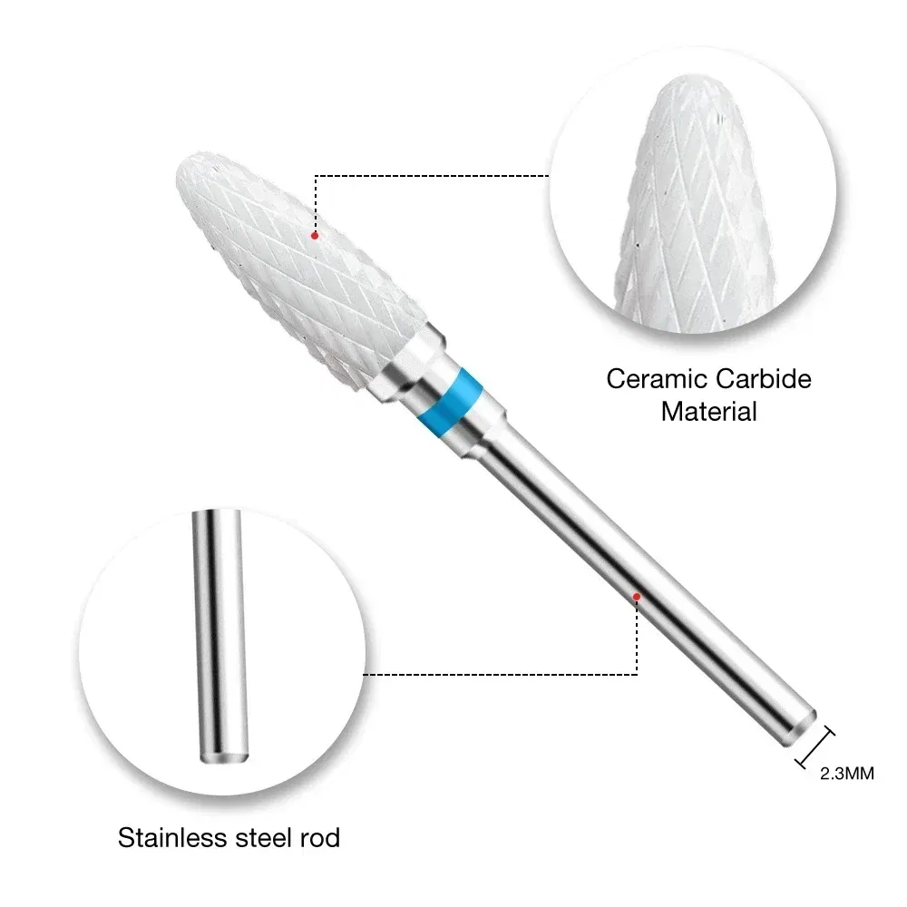 Color: Red - Ceramic Carbide Nail Drill Bit Rotate Burr Milling Nail Cutter Bits Electric Drill Machine For Manicure Pedicure Tools