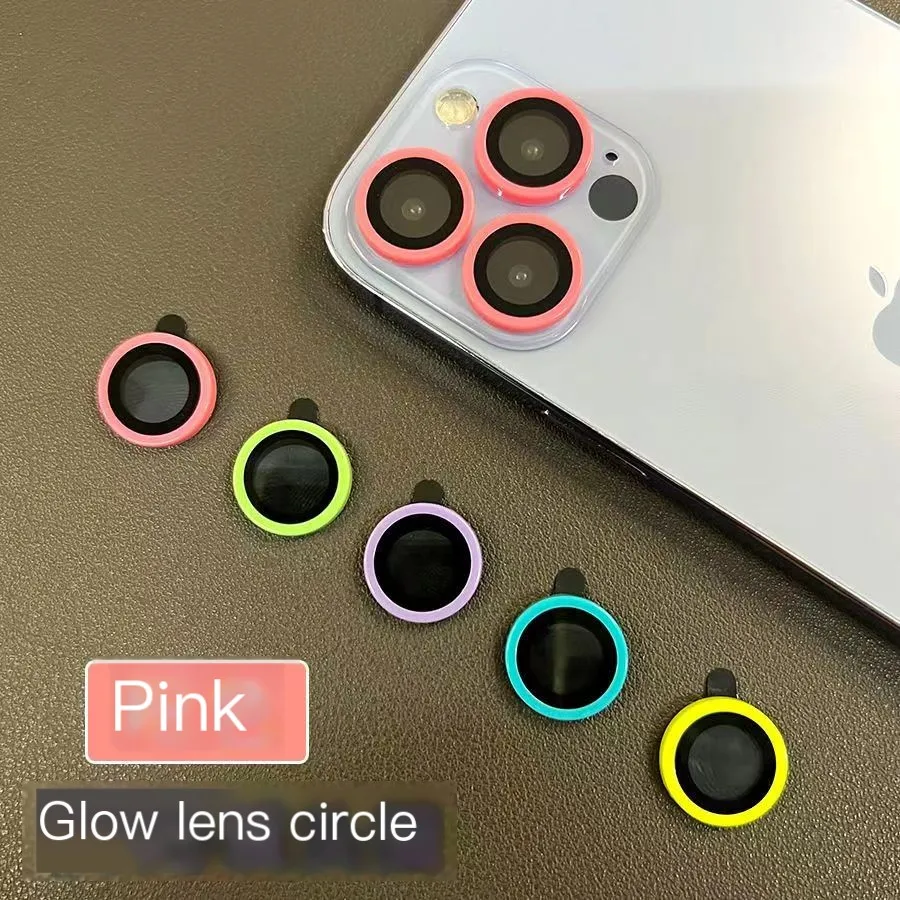 Color: Beige, Bundle: Bundle3, Material: Tempered Glass, Ships From: CHINA - For iPhone 15 14 13 12 Pro Max 12 11 mini Luminous Camera Protector Ceramic Lens Ring Tempered Glass Back lens Cap Cover