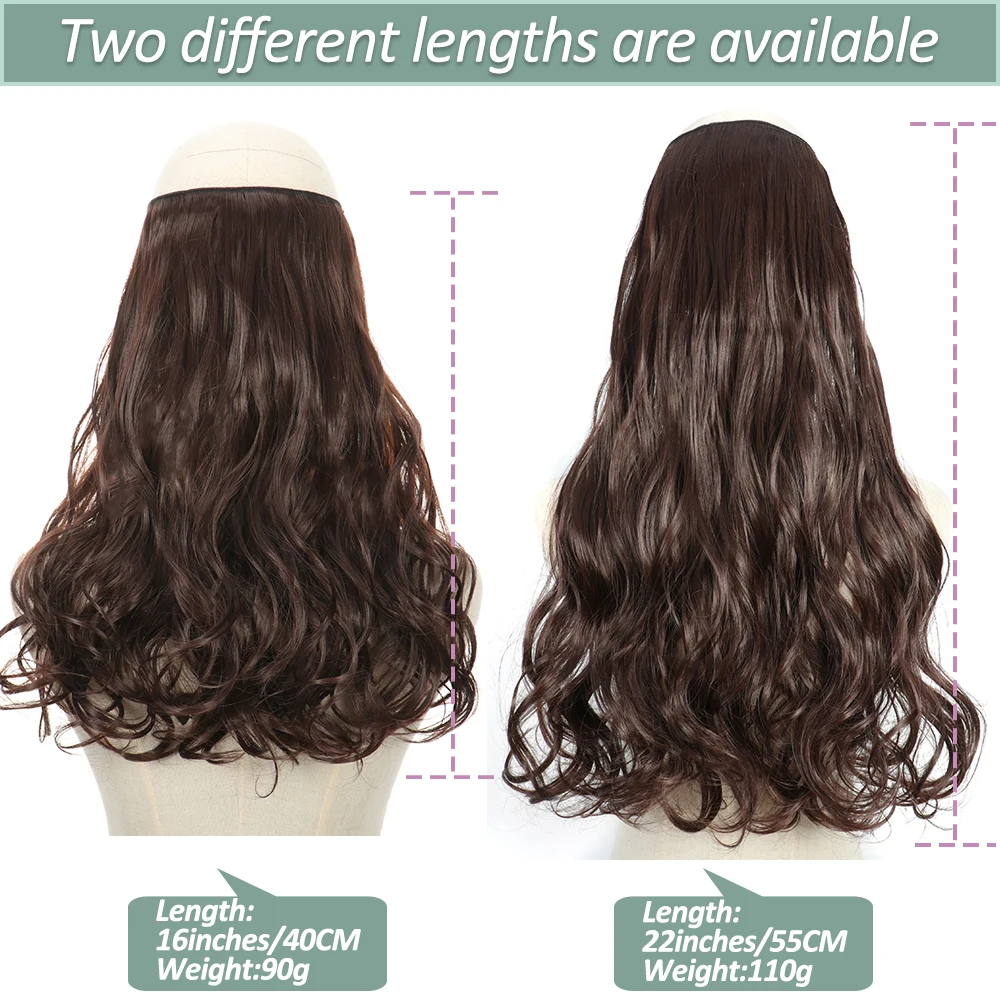 Color: P1B/613, Stretched Length: 32inches, Ships From: CHINA - Synthetic Natural Wavy No Clip Fish Line Invisible Hair Extensions Mixed Color Blonde Black Artificial False Hair Piece ForWomen