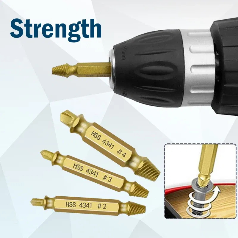 Color: WHITE - Broken Double Head Screw Extractor Sliding Thread And Broken Wire Remover 4341 Hexagon Drill Set Broken Wire Extractor