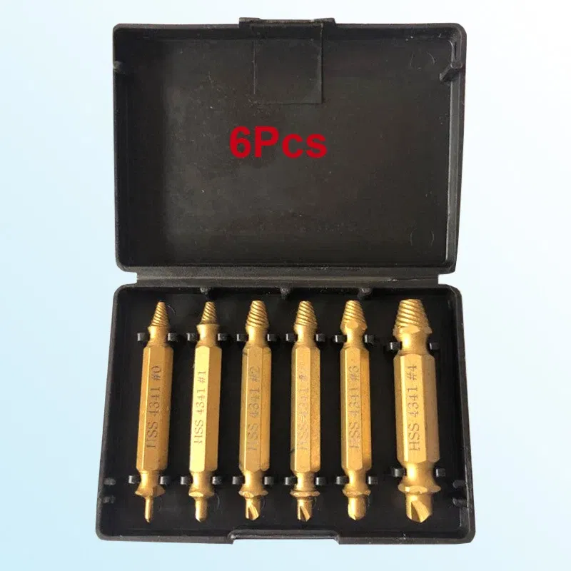 Color: WHITE - Broken Double Head Screw Extractor Sliding Thread And Broken Wire Remover 4341 Hexagon Drill Set Broken Wire Extractor
