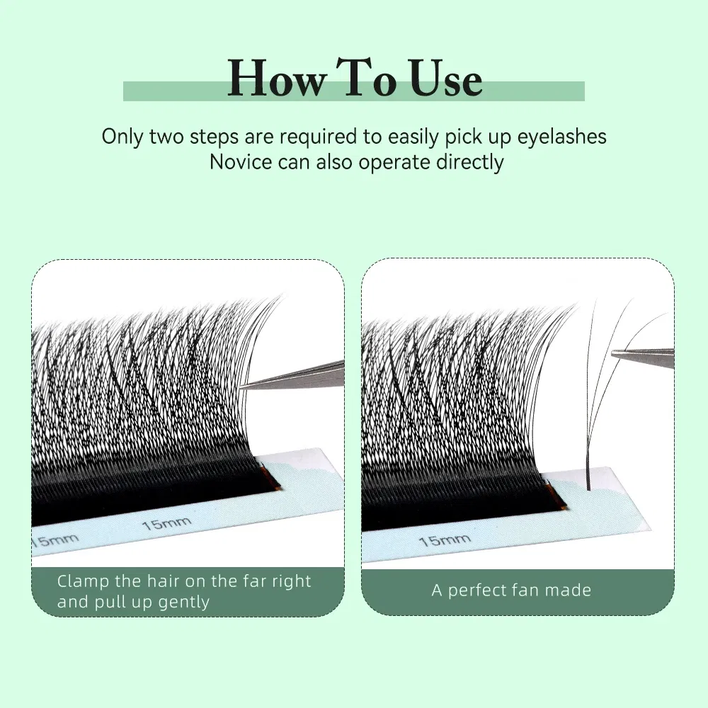 Curl: B, Thickness: 0.07mm, Length: 11mm - Yelix Smaller Opening 3D Lashes Narrow 3D W Shape Eyelash Extension Premade Volume Fan Lashes Natural Soft Eyelash