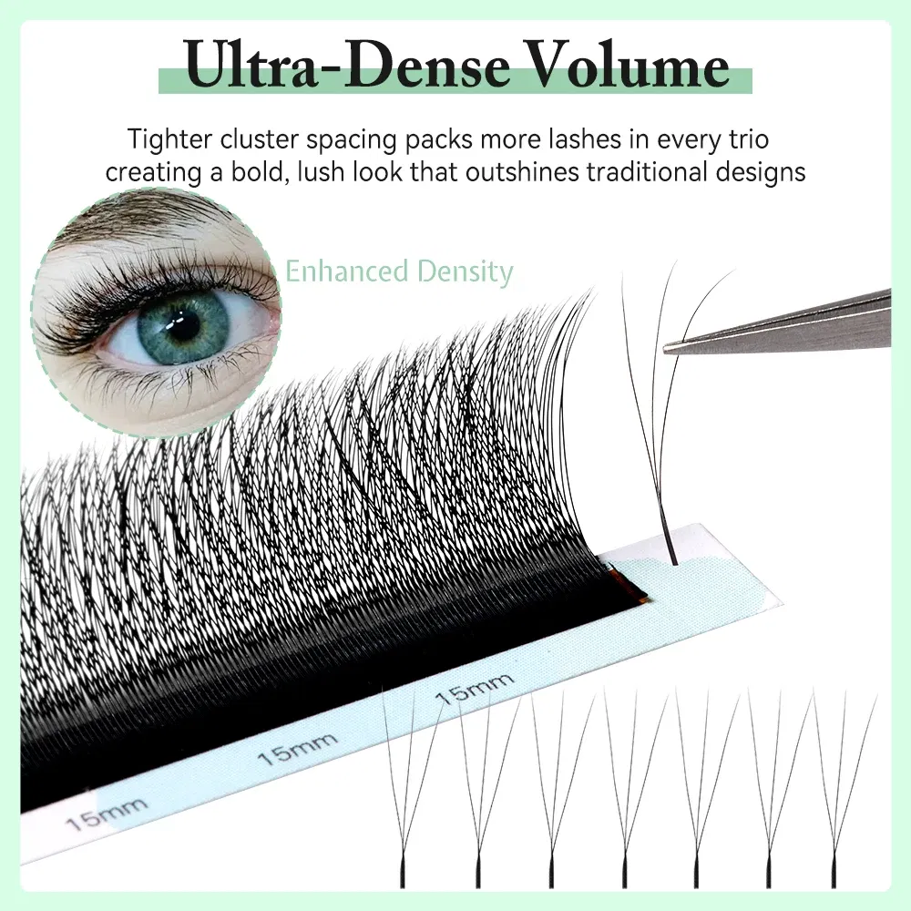 Curl: B, Thickness: 0.07mm, Length: 11mm - Yelix Smaller Opening 3D Lashes Narrow 3D W Shape Eyelash Extension Premade Volume Fan Lashes Natural Soft Eyelash
