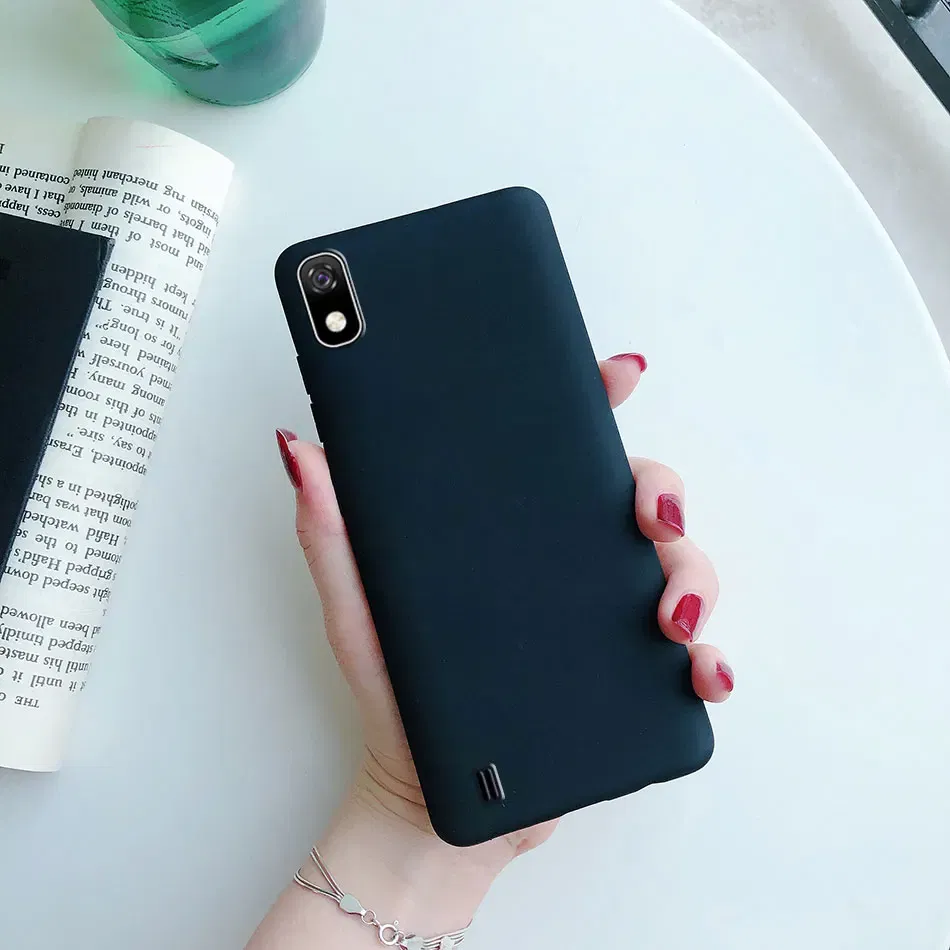 Color: Pink, Material: Denim - Candy color Phone Case For Samsung galaxy A10 A20 A20E A30 A40 A50 A70 S A01 A11 A21 A31 A41 A51 A71 4G Silicone TPU Back Cover