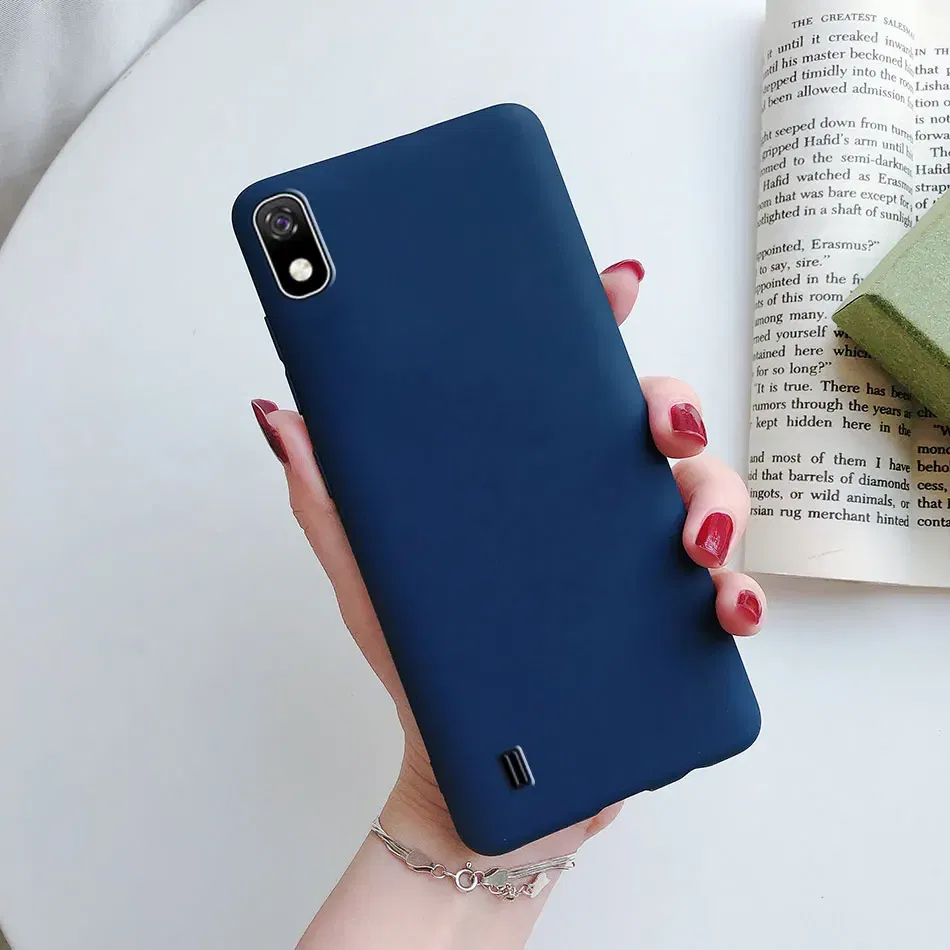Color: Pink, Material: Denim - Candy color Phone Case For Samsung galaxy A10 A20 A20E A30 A40 A50 A70 S A01 A11 A21 A31 A41 A51 A71 4G Silicone TPU Back Cover