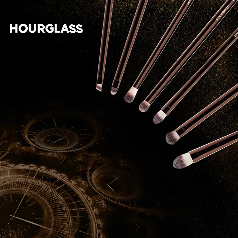 Handle Color: Beige - Hourglass Makeup Brushes Powder Foundation Concealer Blusher Bronzer Eye Shadow Eyebrow Eyeliner Sculpting Brush