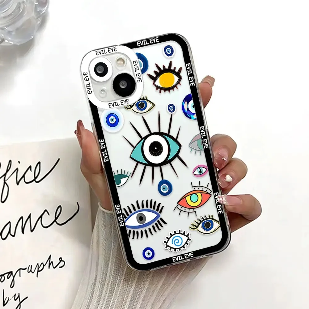 Color: Blue, Material: Plastic - Blue Evil Eye Phone Case For Samsung Galaxy S10 S20 S21 S22 S23 S24 FE Plus Ultra Note 20 Transparent TPU Case