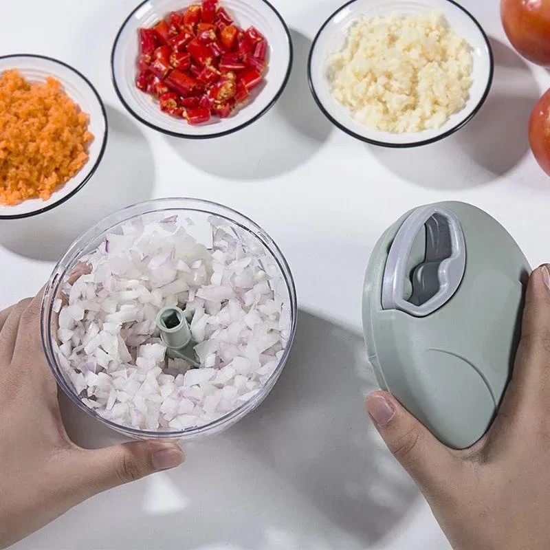 Color: Dark Khaki - 500/900ML Manual Meat Mincer Garlic Chopper Rotate Garlic Press Crusher Vegetable Onion Cutter Kitchen Cooking Accessories