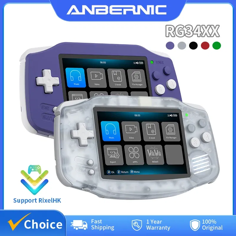 Color: SKY BLUE - ANBERNIC RG34XX Retro Handheld Game Console 3.4” IPS Linux 64-bit 3500mAh Video Gaming Player Supports Streaming WIFI Bluetooth