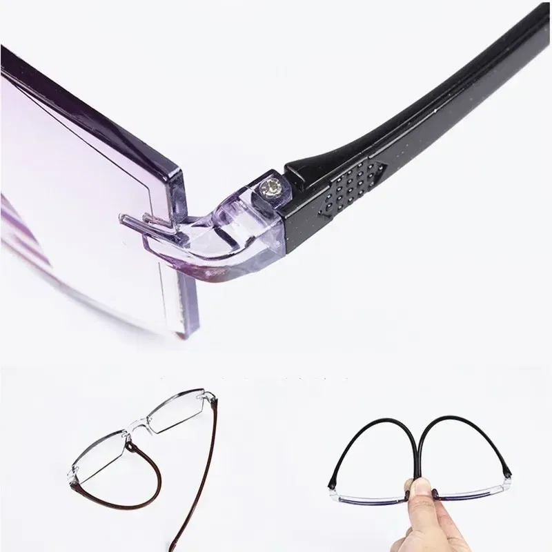 Eye Prescription: +100, Frame Color: green - New Blue Light Blocking Scratch Resistant Bifocal Reading Glasses for Both Men Women Universal Frameless Design Power 0 To +4.0