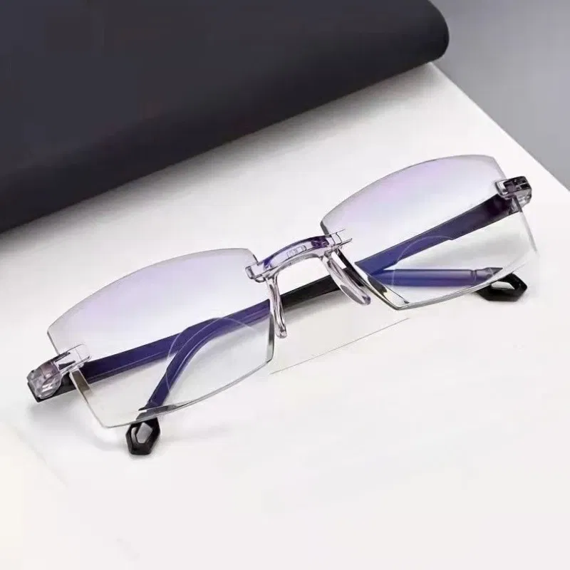 Eye Prescription: +100, Frame Color: green - New Blue Light Blocking Scratch Resistant Bifocal Reading Glasses for Both Men Women Universal Frameless Design Power 0 To +4.0