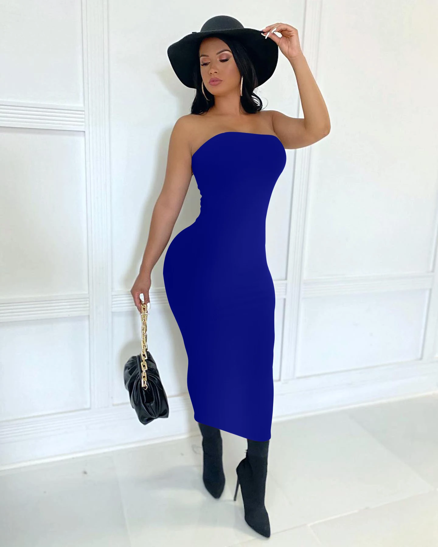 Color: WHITE, Size: M - summer women's sexy sleeveless chest wrapped Long Beach Dress