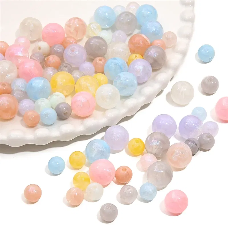 Color: Clear, Ships From: CN - 20/50pcs 8/12mm Acrylic Round Pearl Luster Beads for Earring Necklace Keychain DIY Jewelry Making