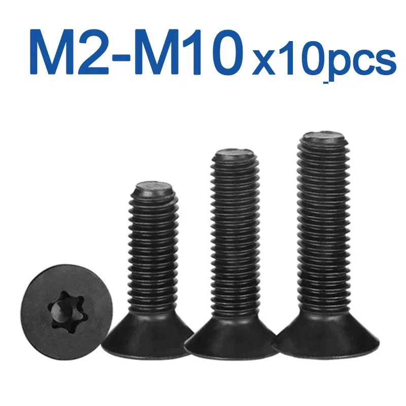 Size: M1.4, Length: 25mm - 10pcs/lot Flat Countersunk Screw Six Lobe Bolt Machine screw M2 M2.5 M3 M4 M5 M6 M8 M10 Black 304 Stainless Steel Torx Head