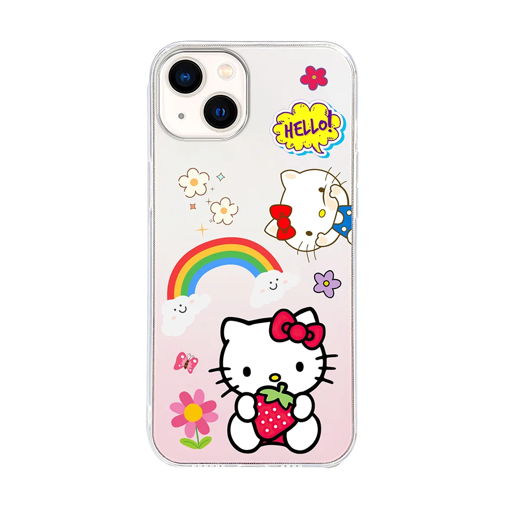 Color: Beige, Material: PE - Miniso Sanrio Collaboration Hello Kitty Phone Case For iPhone 15 14 13 11 12 16 Pro Max Plus X XR XS Girl Silicone Phone Case