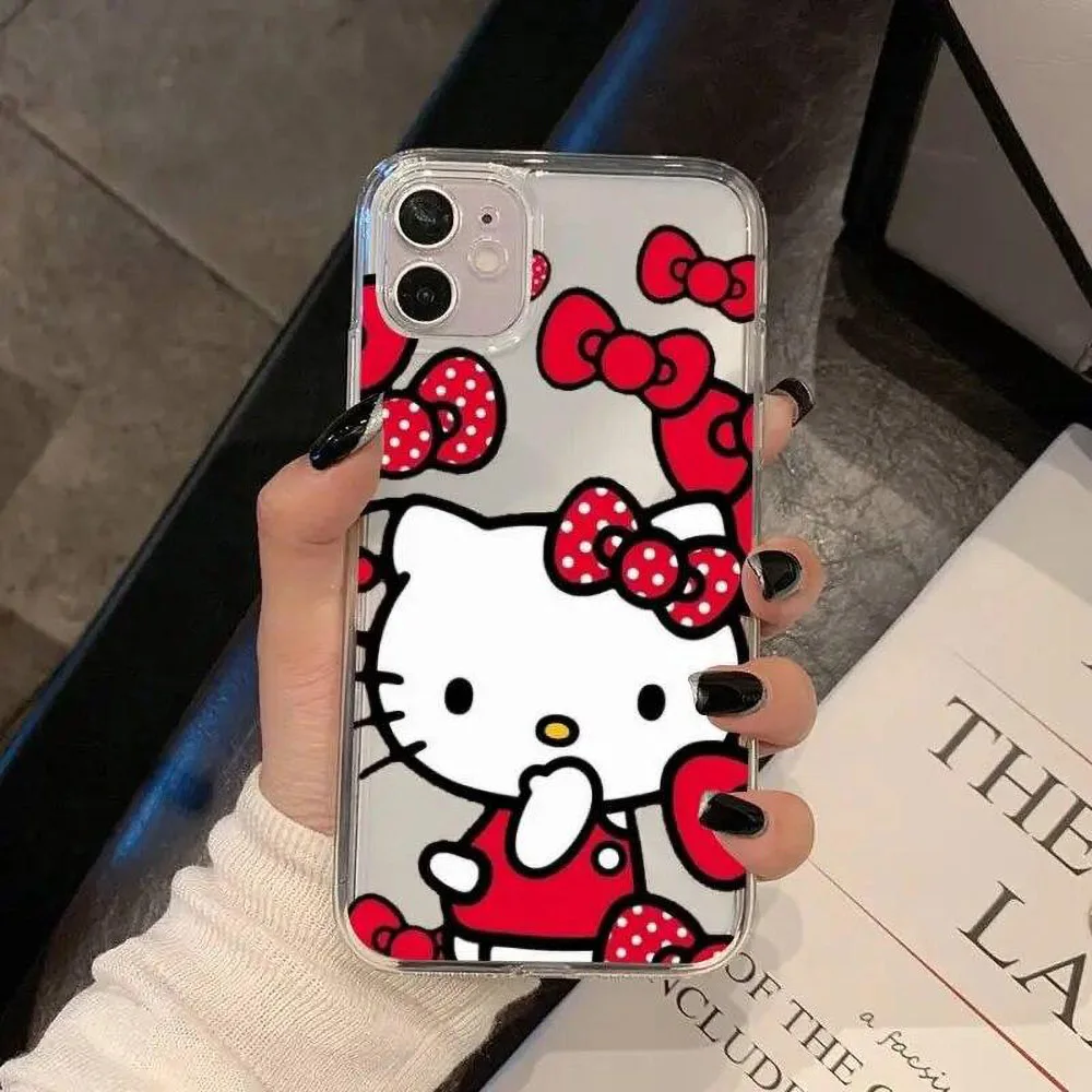 Color: Beige, Material: PE - Miniso Sanrio Collaboration Hello Kitty Phone Case For iPhone 15 14 13 11 12 16 Pro Max Plus X XR XS Girl Silicone Phone Case