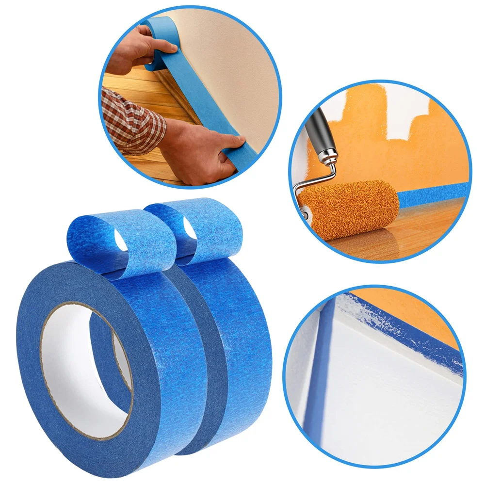 Color: green - 3 Roll/Set Paint Tape Multi-Surface Masking Easy Removal Paint Tape Security Wall Painting Crafts Art Construction Home 20m/Roll