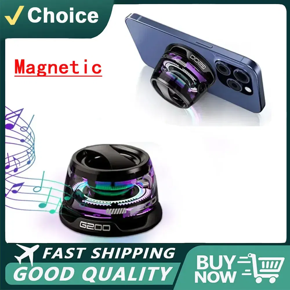 Color: Pink, Ships From: CHINA - Portable Bluetooth Speaker G200 RGB Lighting Magnetic Speaker BT5.3 Mini Sound Box 7 Hours Playback Phone Holder