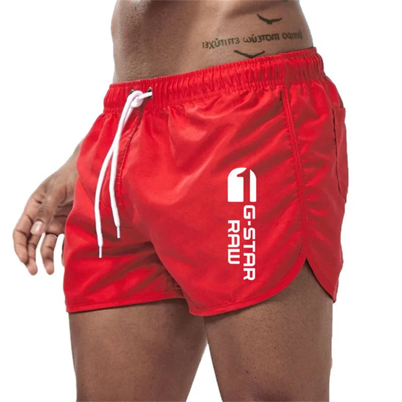 Color: Pink, Size: L - Summer new men's luxury beach pants clothing quick dry gym jogging sexy shorts vacation casual swimming trunks