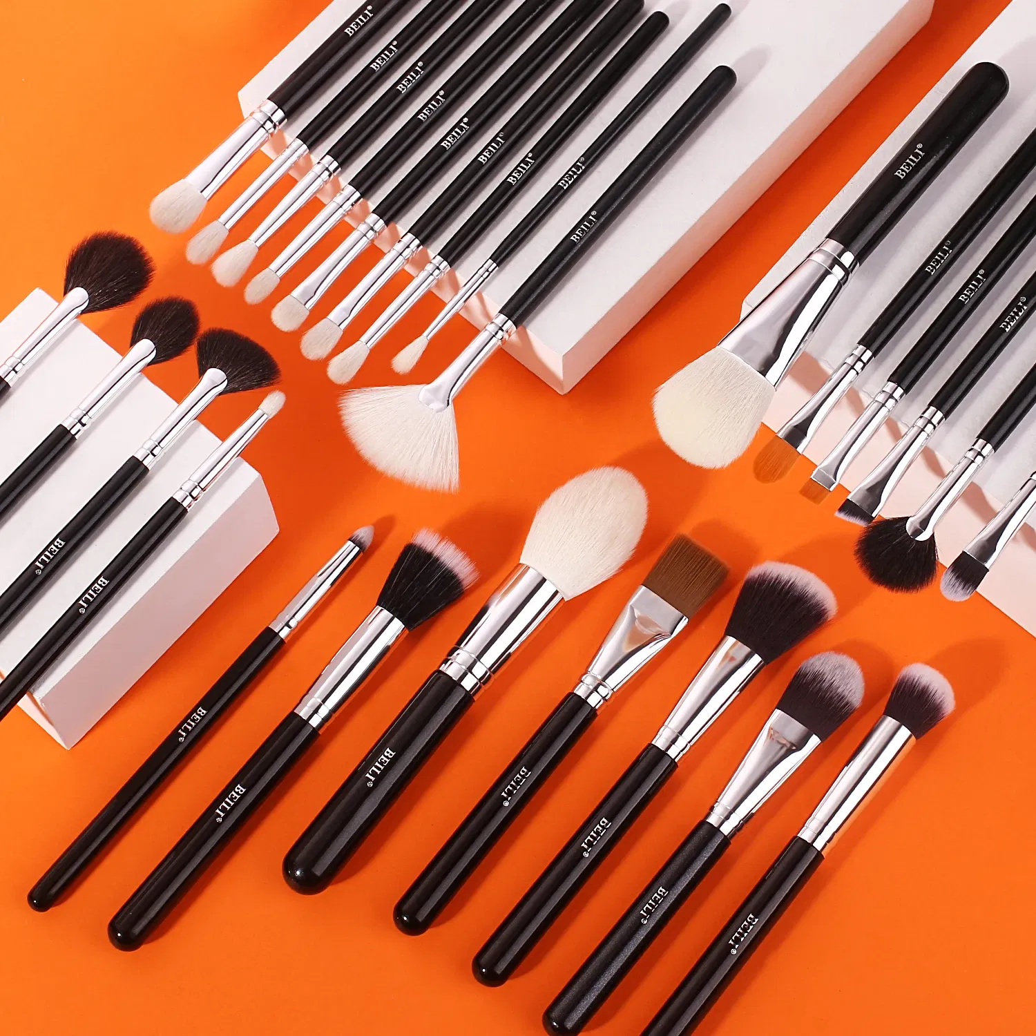 Handle Color: GRAY, Ships From: United States - BEILI Makeup Brush Set with Holder 30-42Pcs Professional Foundation Powder Blush Eyeshadow Blending Brushes Kit Make Up Tools