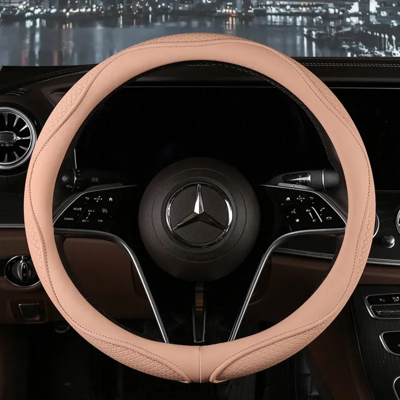 Color Name: Orange - Car Anti-Slip Leather Steering Wheel Cover Universal Car Steering Wheel Protective Cover Fashion Style 38cm Sport Style Cool