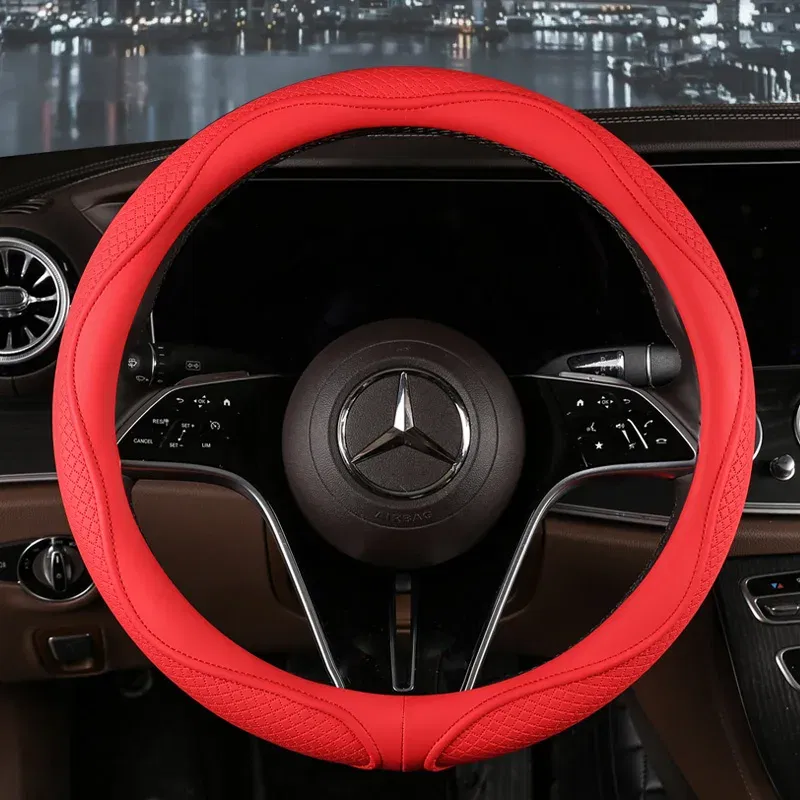 Color Name: Orange - Car Anti-Slip Leather Steering Wheel Cover Universal Car Steering Wheel Protective Cover Fashion Style 38cm Sport Style Cool