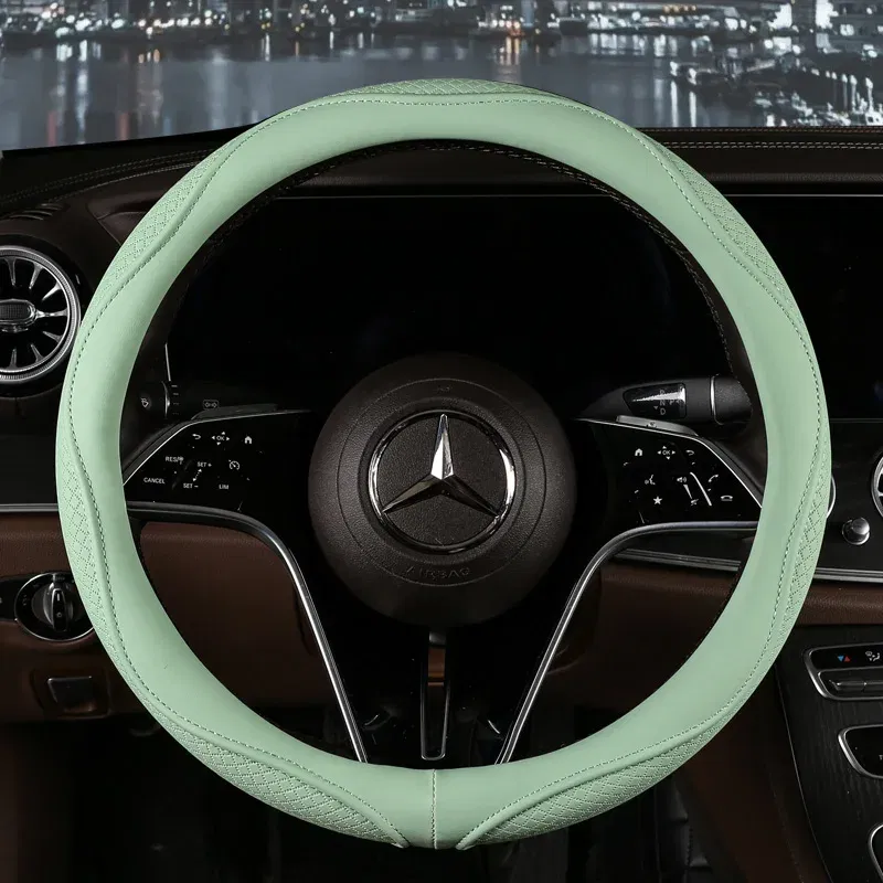 Color Name: Orange - Car Anti-Slip Leather Steering Wheel Cover Universal Car Steering Wheel Protective Cover Fashion Style 38cm Sport Style Cool