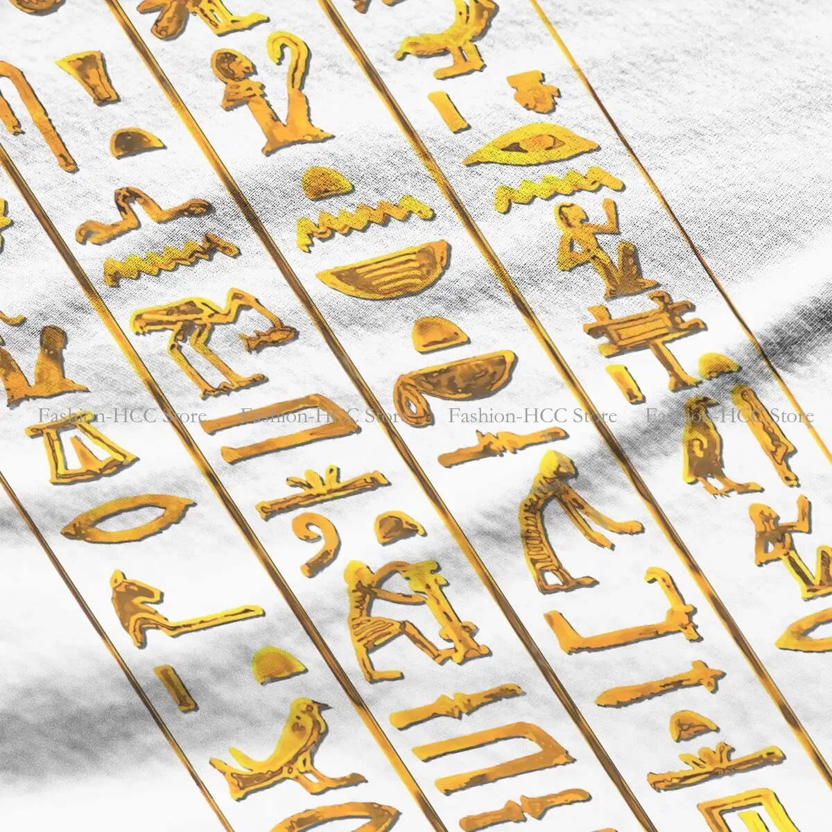 Color: WHITE, Size: L - Ancient Egypt Culture Polyester TShirts Hieroglyphs Gold On Black Distinctive Women's T Shirt Funny Tops