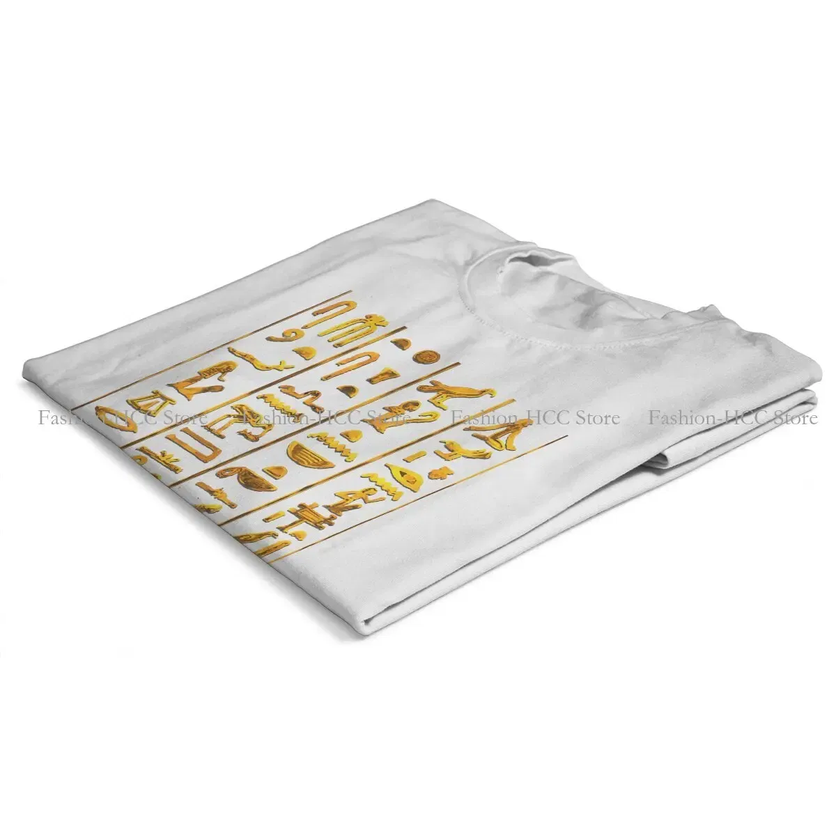 Color: WHITE, Size: L - Ancient Egypt Culture Polyester TShirts Hieroglyphs Gold On Black Distinctive Women's T Shirt Funny Tops