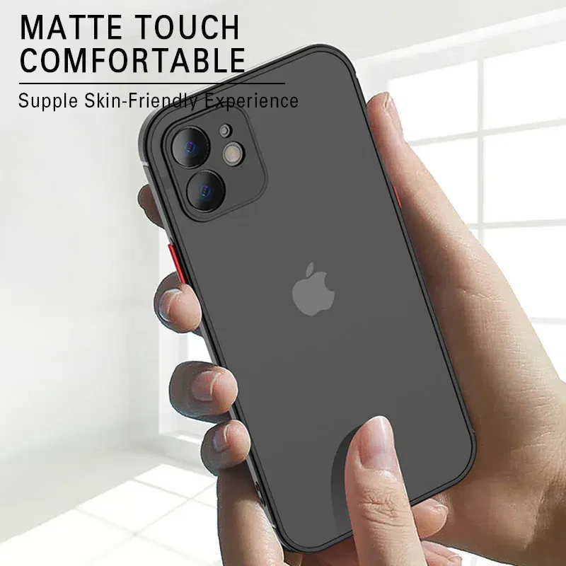Material: Plastic, Color: Black - Matte Phone Case for IPhone 13 12 11 14 Pro Max Mini Luxury Soft Silicone Shockproof Case for IPhone X XS Max XR 15 7 8 Plus SE