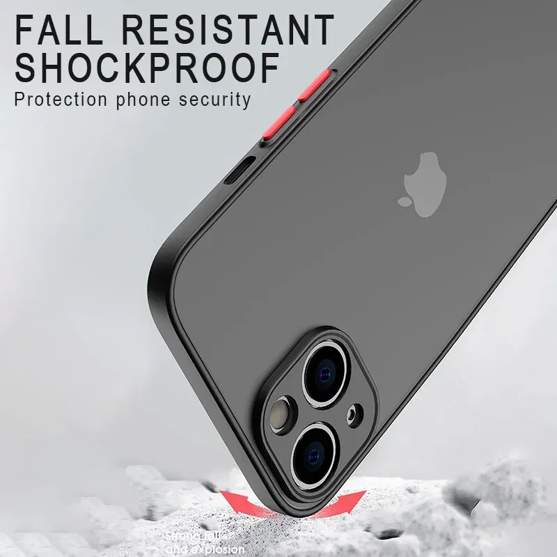 Material: Plastic, Color: Black - Matte Phone Case for IPhone 13 12 11 14 Pro Max Mini Luxury Soft Silicone Shockproof Case for IPhone X XS Max XR 15 7 8 Plus SE