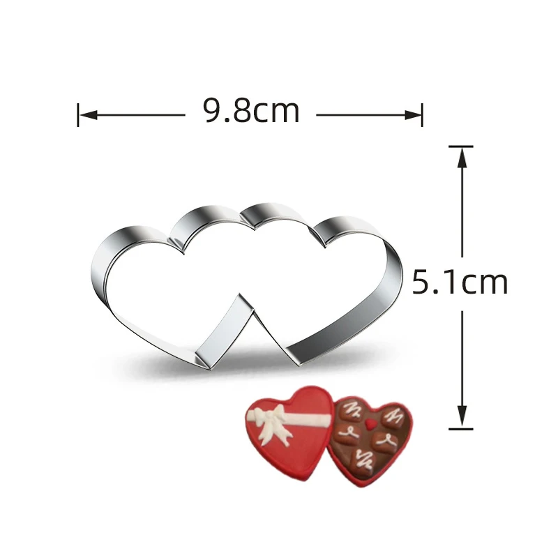 Color: Dark Khaki - Heart Cookie Cutter Stainless Steel Biscuit Knife Baking Fruit Kitchen Tools Mold Embossing Printing