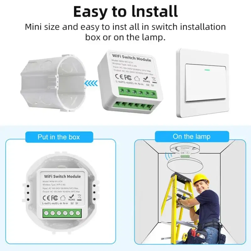 Bundle: Bundle5, Ships From: CHINA - Tuya WiFi Mini DIY Smart Switch 1/2/3/4 Gang 16/10A 2 Way Control Smart Home Automation Module Via Alexa Google Home Smart Life