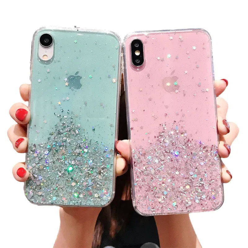 Color: PURPLE, Compatible-Phone Models: For iPhone 11 Pro - 16 Pro Max, Epoxy Resin Case, iPhone 15 Case with Sequins, Epoxy Case, iPhone 14 Case, Glitter Girls Designs, 13 Pro Max, 15Pro
