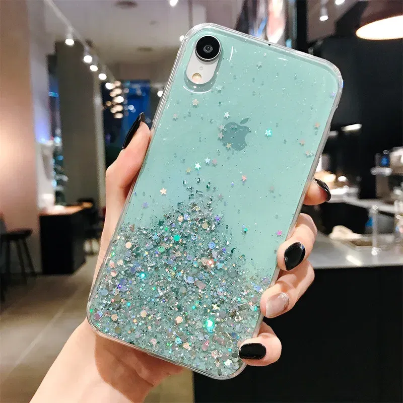 Color: PURPLE, Compatible-Phone Models: For iPhone 11 Pro - 16 Pro Max, Epoxy Resin Case, iPhone 15 Case with Sequins, Epoxy Case, iPhone 14 Case, Glitter Girls Designs, 13 Pro Max, 15Pro