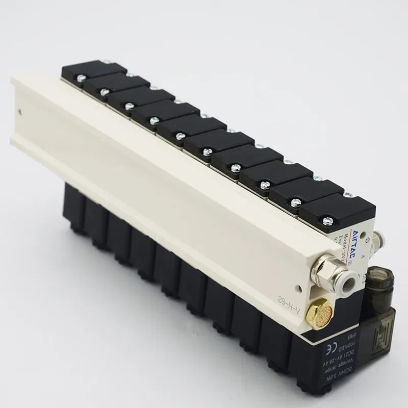Color: Rose Red, Specification: 1/2" - 3V210-08 Manifold Station Solenoid Valve 3 port 2 position Multi-way Combination DC12V 24V AC220V With Fitting Solenoid Valves