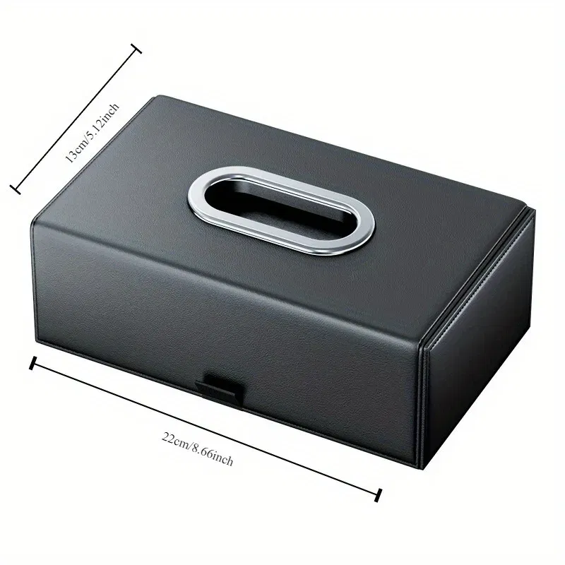 Color Name: Red - 1pc PU Leather Car Tissue Box - Elegant Stitching, Durable Armrest Organizer, Compact Design, Efficient Space Use