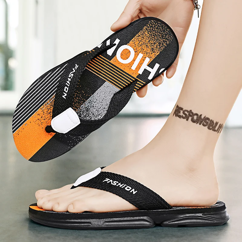 Color: Yellow, Shoe Size: 43 - Summer Men's Flip-flops Massage Granule Men Slippers Comfortable Beach Sandals Men Casual Shoes House Flip Flops Bathroom Shoes