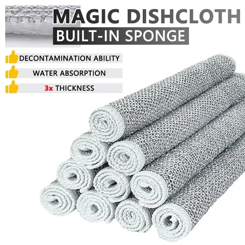 Color: Red, Specification: 8pcs - Magic Cleaning Cloth Multipurpose Wire Miracle Cleaning Cloth Innovative Dishwashing Net Hand Towel for Kitchen Dishwashing Grid