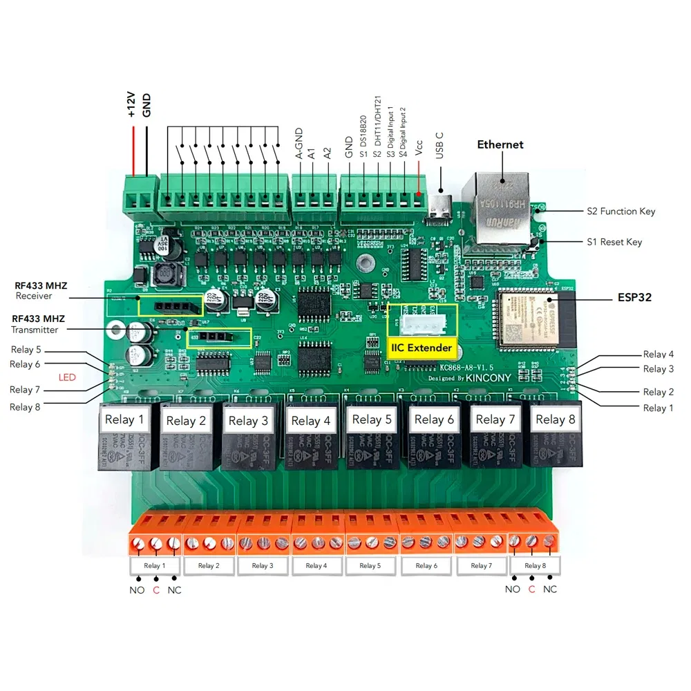 Bundle: Bundle3, Ships From: CHINA - New! Kincony A8 Smart Home Automation Module Controller WiFi Ethernet Relay ESP32 RF Remote Dimmer Switch MQTT TCP Web HTTP