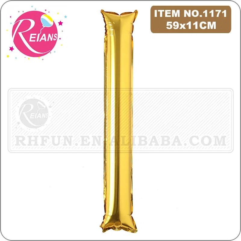 Color: Olive, Shape: X - 2pcs/lot Inflatable Balloon Stick Clapper Cheer leading Cheering Party Noise Make Aluminum foil multicolor inflatable Balloon