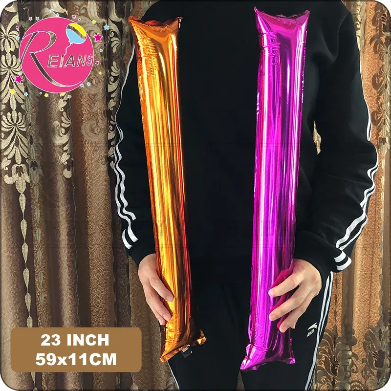 Color: Olive, Shape: X - 2pcs/lot Inflatable Balloon Stick Clapper Cheer leading Cheering Party Noise Make Aluminum foil multicolor inflatable Balloon